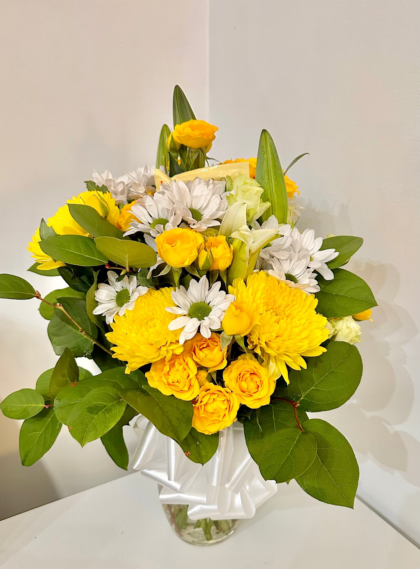 Yellow & White Sympathy Arrangement - 2