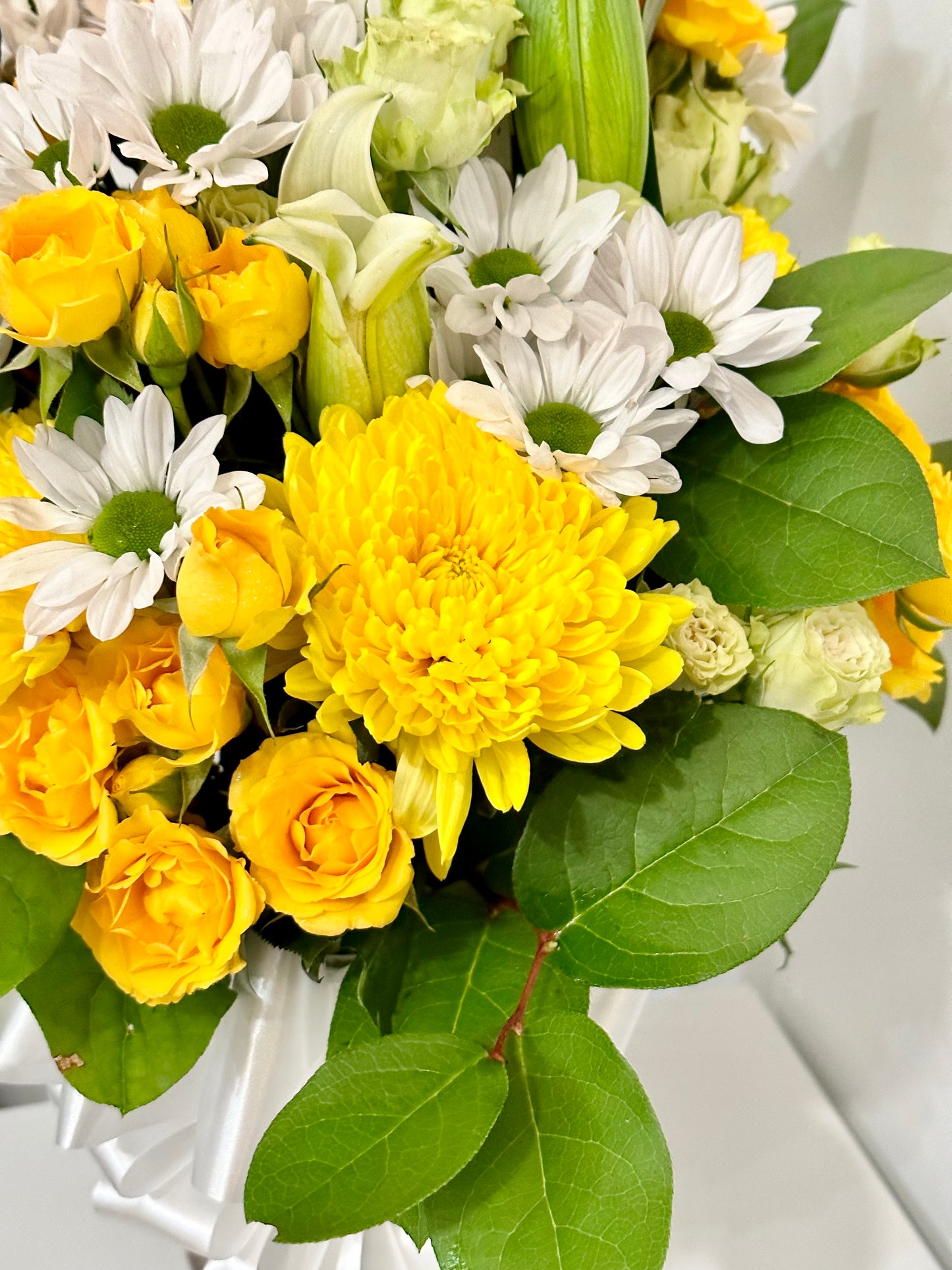 Yellow & White Sympathy Arrangement - 2