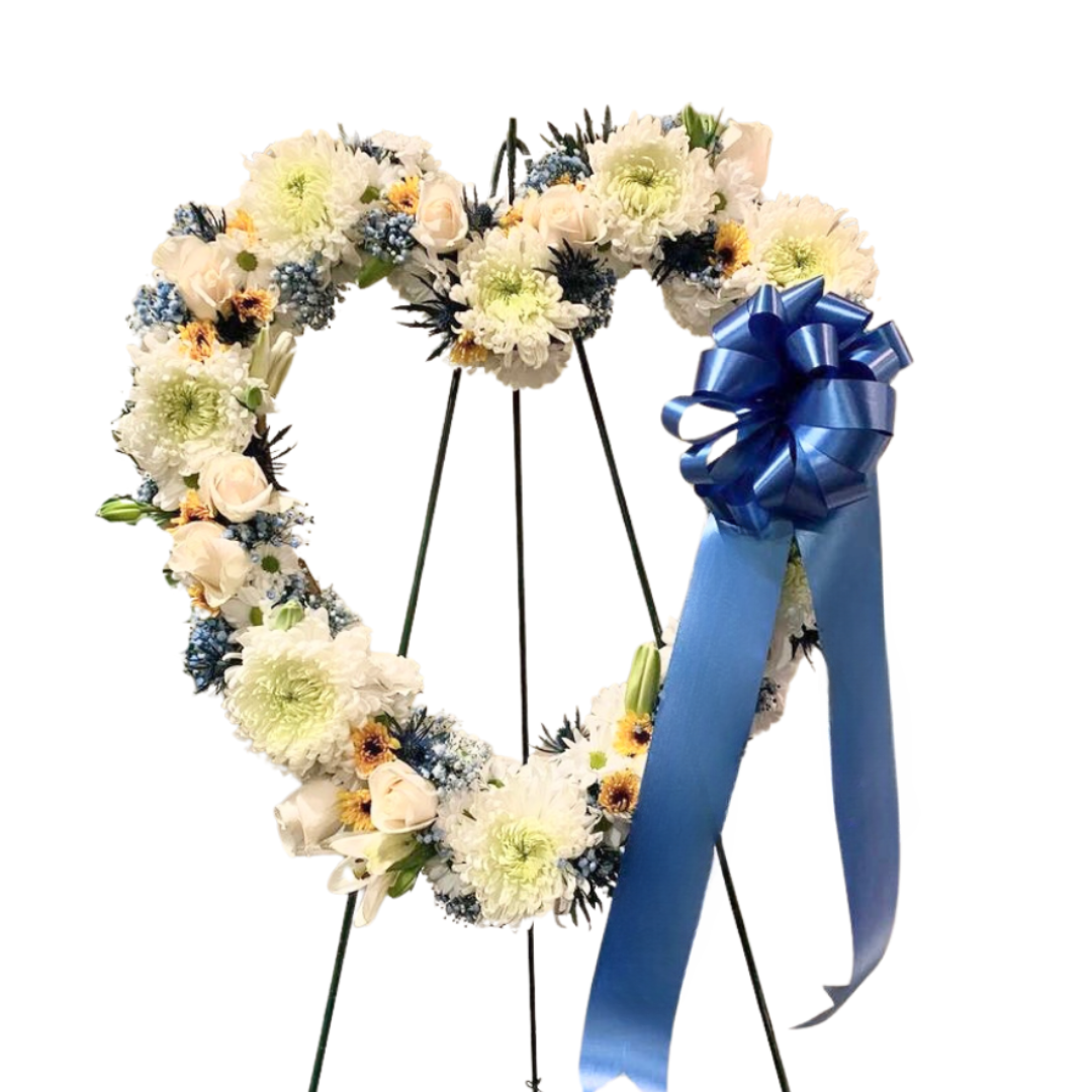 Sunflower & Blue Heart Wreath